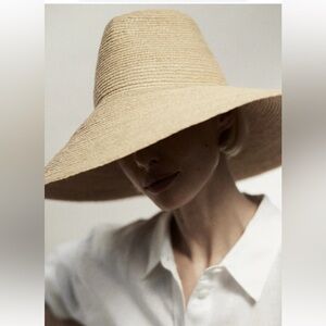 Elegant Janessa Leone Tan Wide-Brim Hat